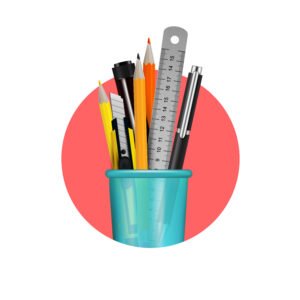 Home stationery realistic composition